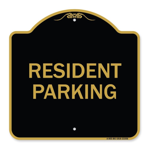Signmission Designer Series Parking Resident Parking, Black & Gold Aluminum Sign, 18" x 18", BG-1818-23356 A-DES-BG-1818-23356 - main